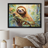 Mellow Climbing Sloth - Sloth Framed Canvas Art