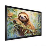 Mellow Climbing Sloth - Sloth Framed Canvas Art