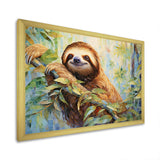 Mellow Climbing Sloth - Sloth Framed Canvas Art