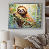 Mellow Climbing Sloth - Sloth Framed Canvas Art