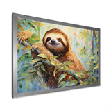 Mellow Climbing Sloth - Sloth Framed Canvas Art