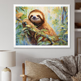 Mellow Climbing Sloth - Sloth Framed Canvas Art