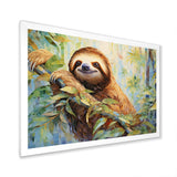 Mellow Climbing Sloth - Sloth Framed Canvas Art