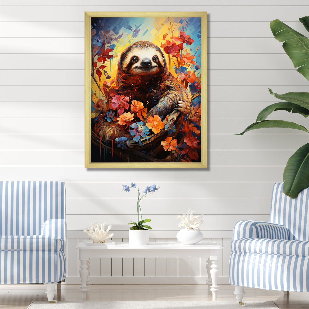 Mellow Flower Sloth - Sloth Home Decor Art