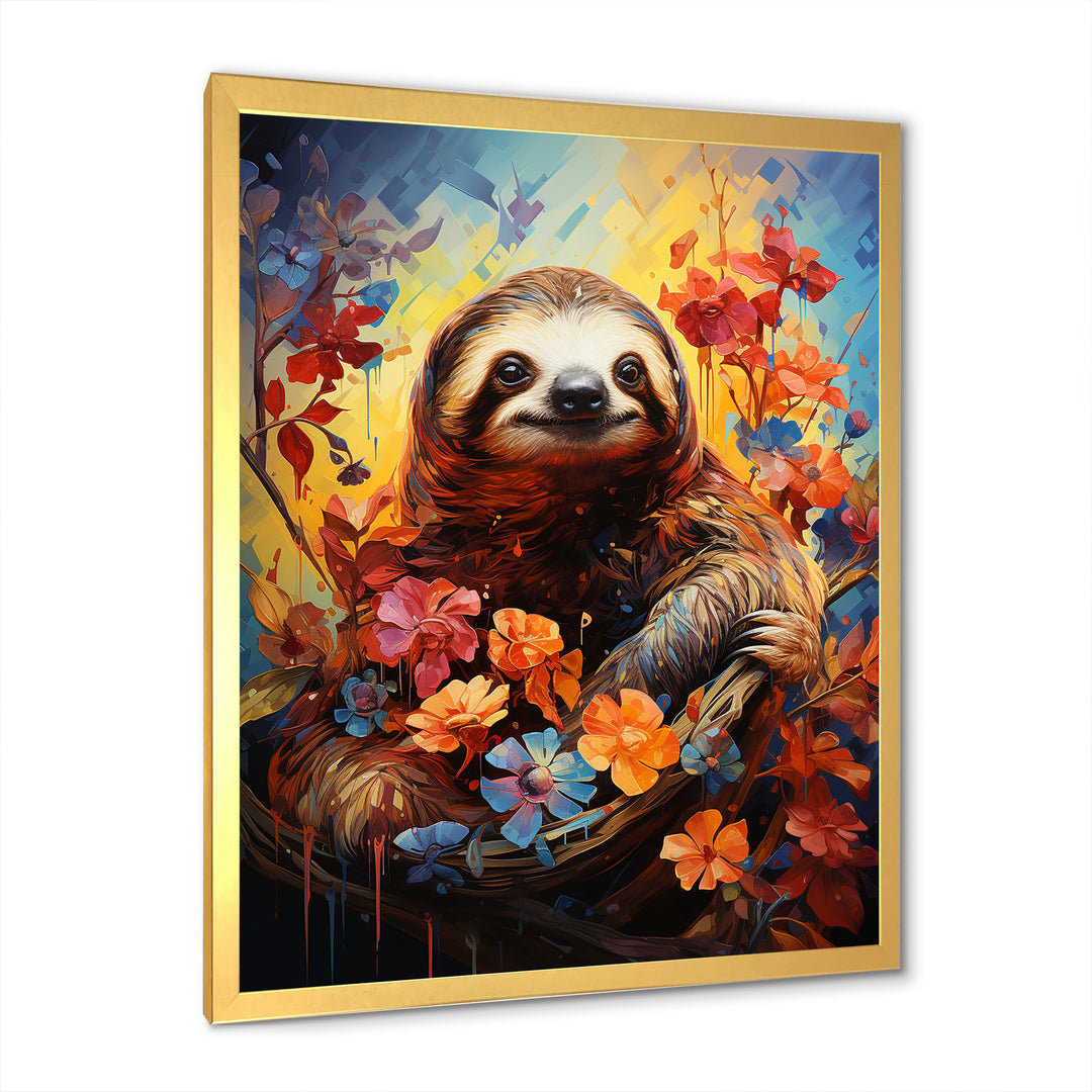 Mellow Flower Sloth - Sloth Home Decor Art