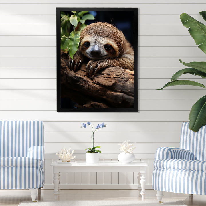 Rustic Repose Sloth - Sloth Canvas Wall Art