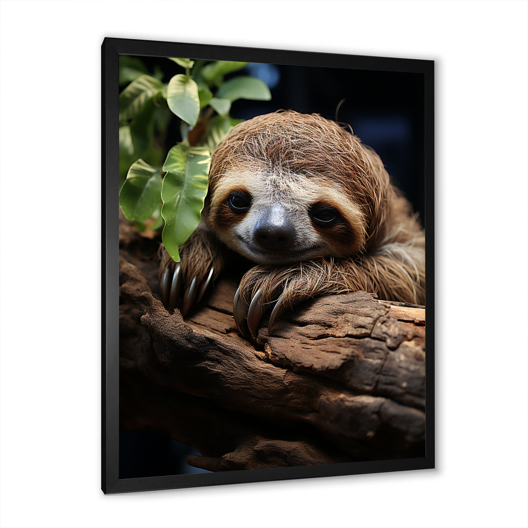 Rustic Repose Sloth - Sloth Canvas Wall Art