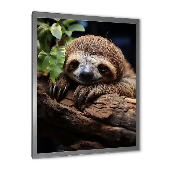 Rustic Repose Sloth - Sloth Canvas Wall Art