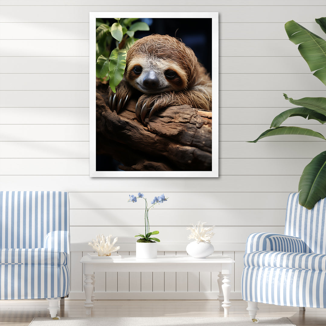 Rustic Repose Sloth - Sloth Canvas Wall Art