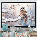 Winter Snowy Owl Charm Landscape - Landscapes Canvas Wall Art