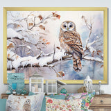 Winter Snowy Owl Charm Landscape - Landscapes Canvas Wall Art