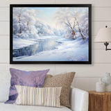 Winter River Snow Charm Landscape IV - Landscapes Canvas Wall Art