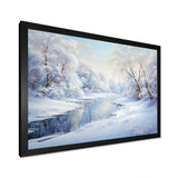 Winter River Snow Charm Landscape IV - Landscapes Canvas Wall Art