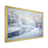 Winter River Snow Charm Landscape IV - Landscapes Canvas Wall Art