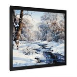 Snow River Winter Scenery - Landscapes Canvas Wall Art