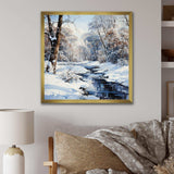 Snow River Winter Scenery - Landscapes Canvas Wall Art