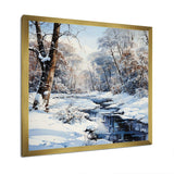 Snow River Winter Scenery - Landscapes Canvas Wall Art