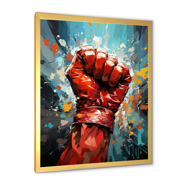 Boxing Illustration Of A Red Boxing Glove - Sport Boxer Canvas Wall Art
