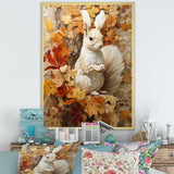 Minimalism Squirrel Beige Painting - Squirrel Framed Canvas Art
