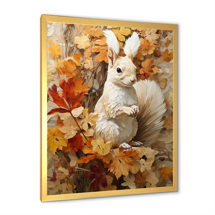 Minimalism Squirrel Beige Painting - Squirrel Framed Canvas Art
