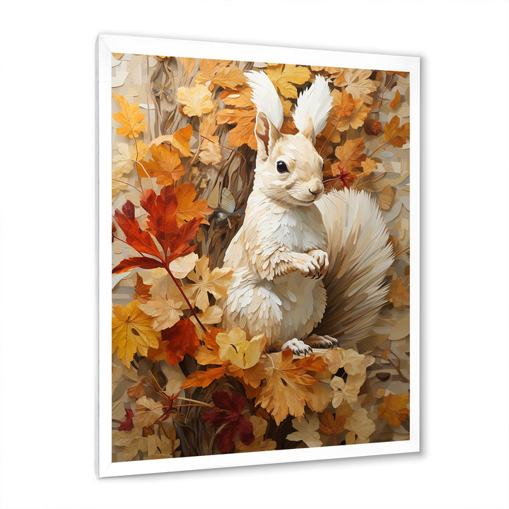 Minimalism Squirrel Beige Painting - Squirrel Framed Canvas Art