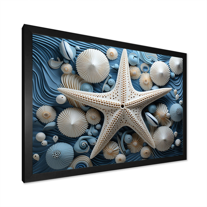 Minimalism Starfish Blue And White - Starfish Canvas Wall Art