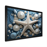 Minimalism Starfish Blue And White - Starfish Canvas Wall Art
