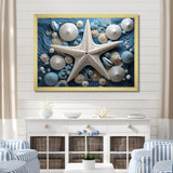 Minimalism Starfish Blue And White - Starfish Canvas Wall Art