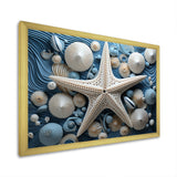 Minimalism Starfish Blue And White - Starfish Canvas Wall Art