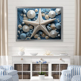 Minimalism Starfish Blue And White - Starfish Canvas Wall Art