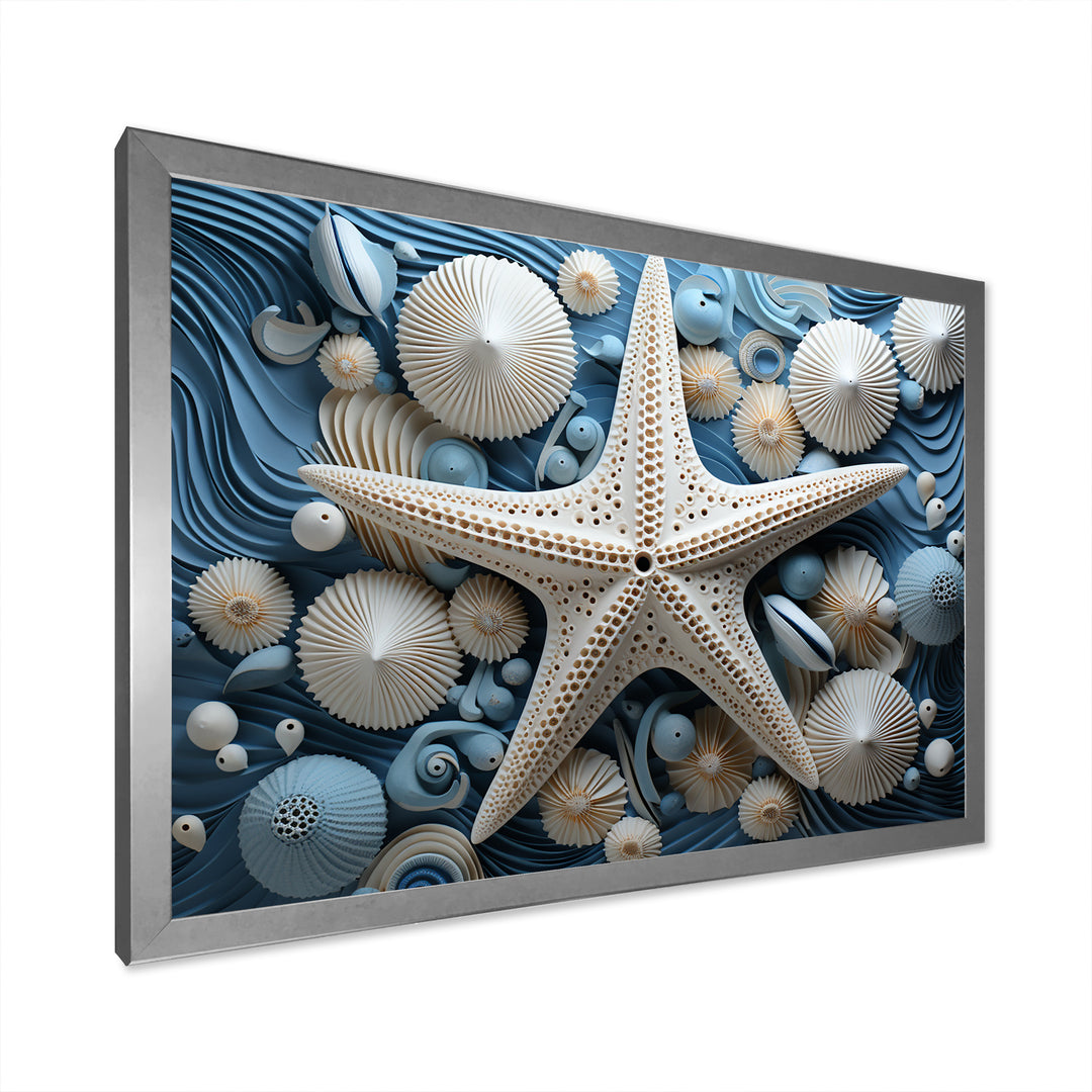Minimalism Starfish Blue And White - Starfish Canvas Wall Art