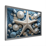 Minimalism Starfish Blue And White - Starfish Canvas Wall Art