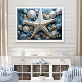 Minimalism Starfish Blue And White - Starfish Canvas Wall Art