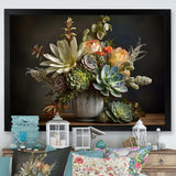 Succulent Bouquet Still Life I - Floral Canvas Wall Art