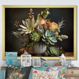 Succulent Bouquet Still Life I - Floral Canvas Wall Art