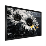 Black And White Sunflowers Florescence - Floral Canvas Wall Art