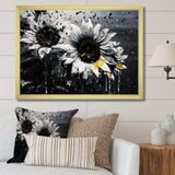 Black And White Sunflowers Florescence - Floral Canvas Wall Art