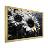 Black And White Sunflowers Florescence - Floral Canvas Wall Art