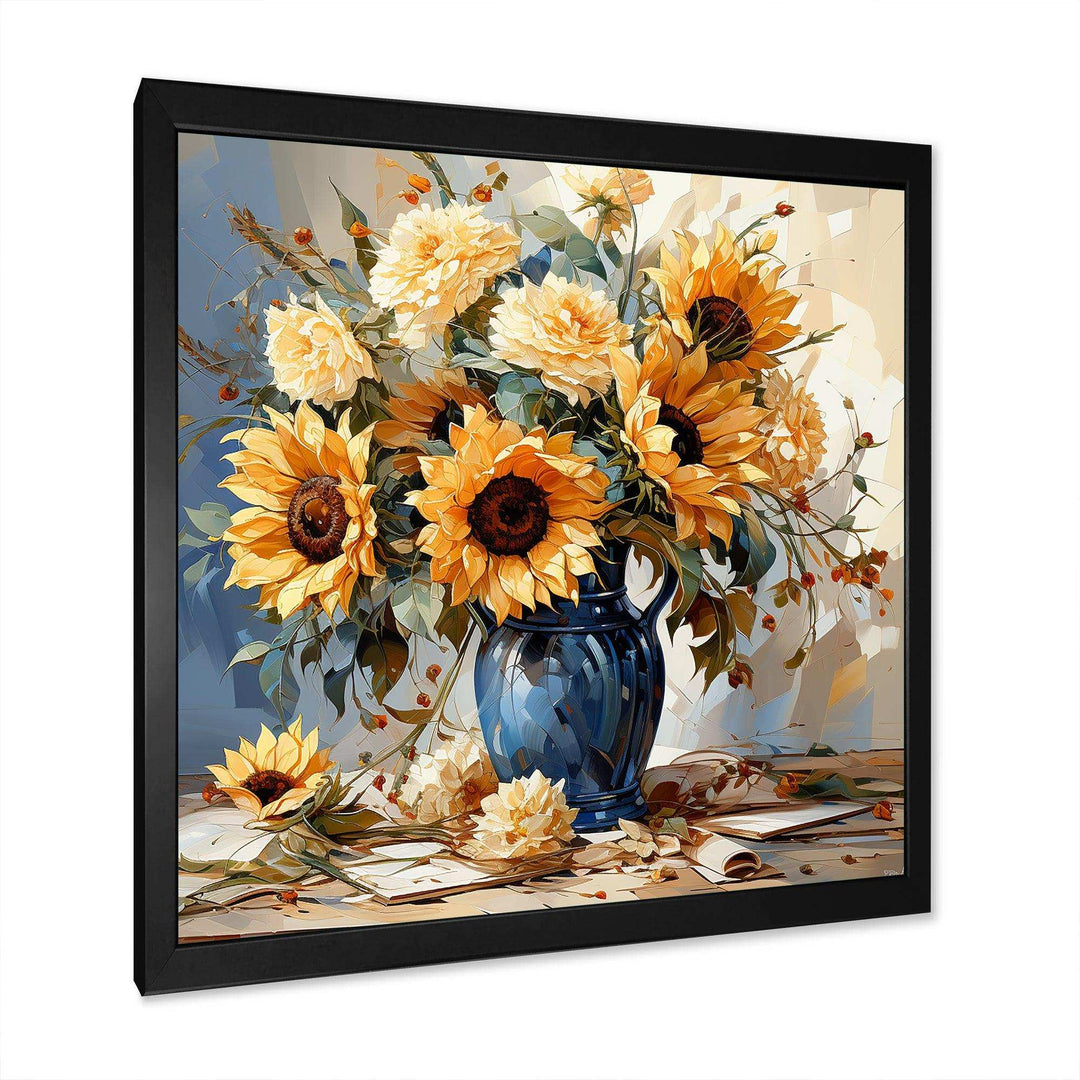 Vintage Sunflowers Bouquet Still Life - Floral Canvas Wall Art