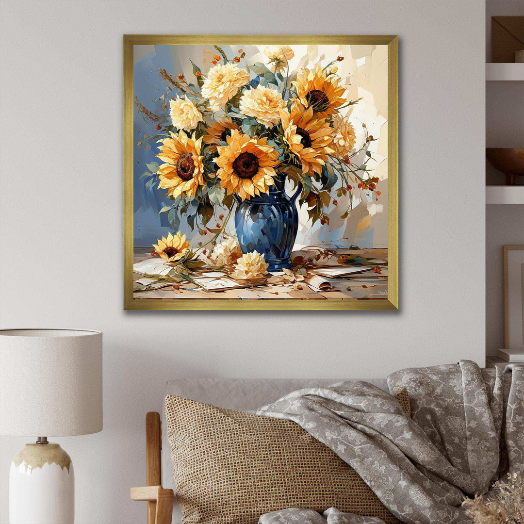 Vintage Sunflowers Bouquet Still Life - Floral Canvas Wall Art