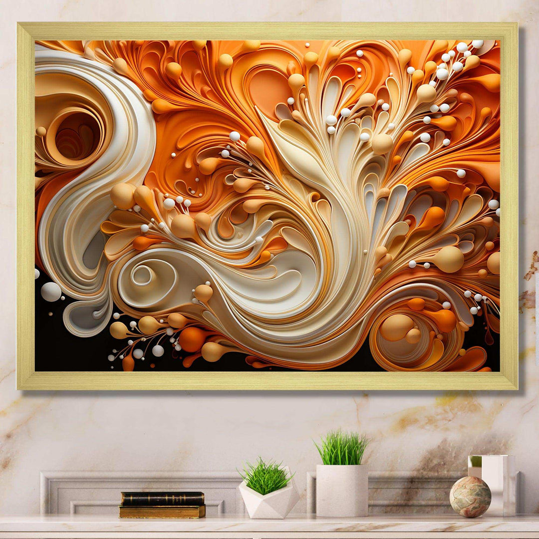 Abstract Coffee Fluid Flames - Abstract Canvas Wall Art