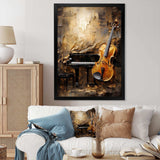 Vintage Violin And Piano Harmony - Music Canvas Wall Art