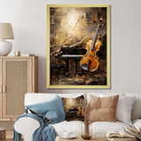 Vintage Violin And Piano Harmony - Music Canvas Wall Art