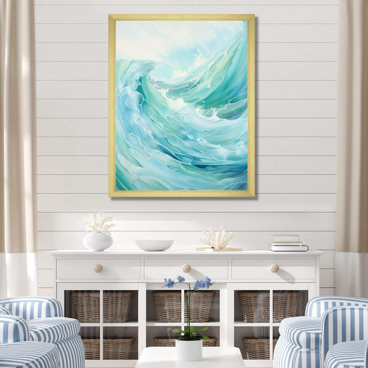 Teal Storm And Wave Expression II - Coastal Canvas Wall Art