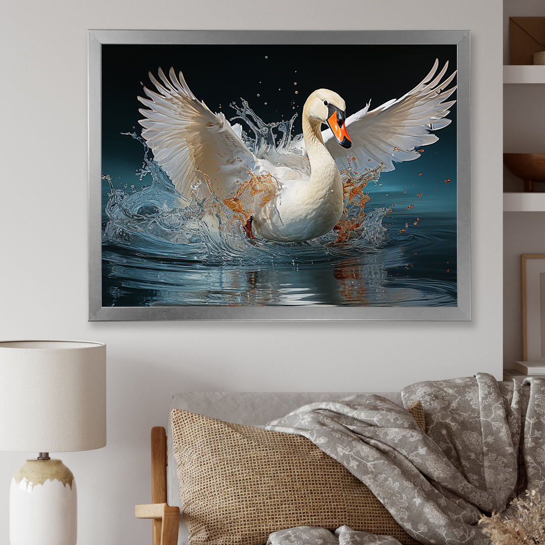 Saw Elegance In Motion - White Swans Wall Art