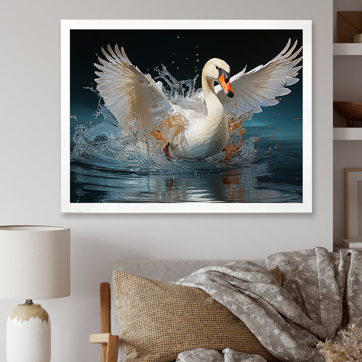 Saw Elegance In Motion - White Swans Wall Art