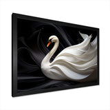 Black And White Elegy Of A Swan - Animals Canvas Wall Art