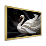 Black And White Elegy Of A Swan - Animals Canvas Wall Art