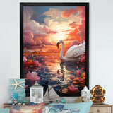 Graceful Mirage Swans - Swans Large Canvas Wall Art