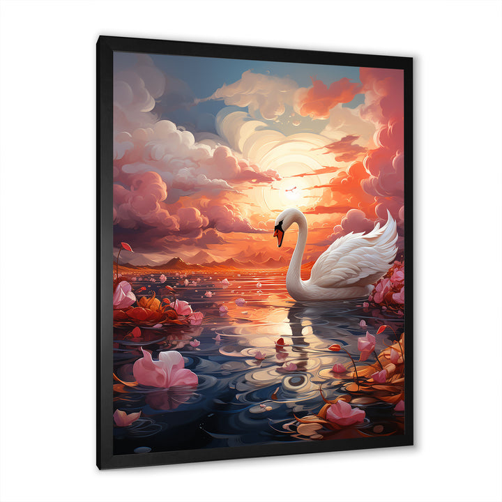Graceful Mirage Swans - Swans Large Canvas Wall Art